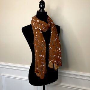 Brand New Brown Chiffon Hijab/Scarf Flower Pattern